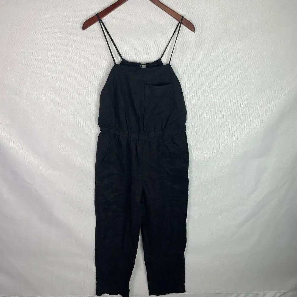 Everlane The Linen Shoestring Lightweight Jumpsuit Black XS